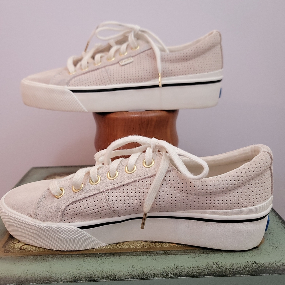 Keds Light Tan Suede Platform Sneakers Size 7 - Picture 4 of 9